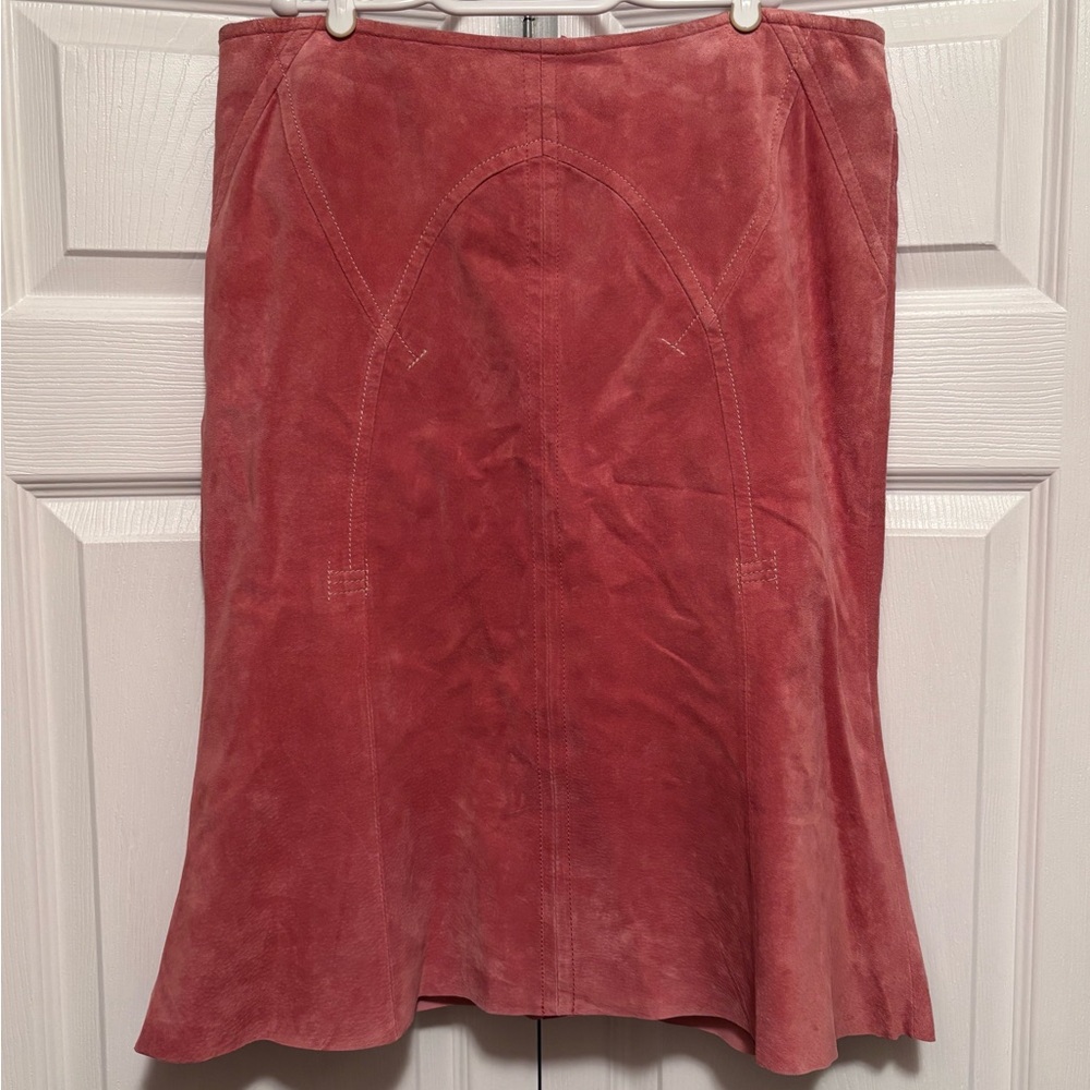 Suede Tulip Skirt Rose Papaya Pink